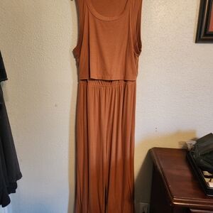 Latched Mama Sleeveless Orange Jumpsuit